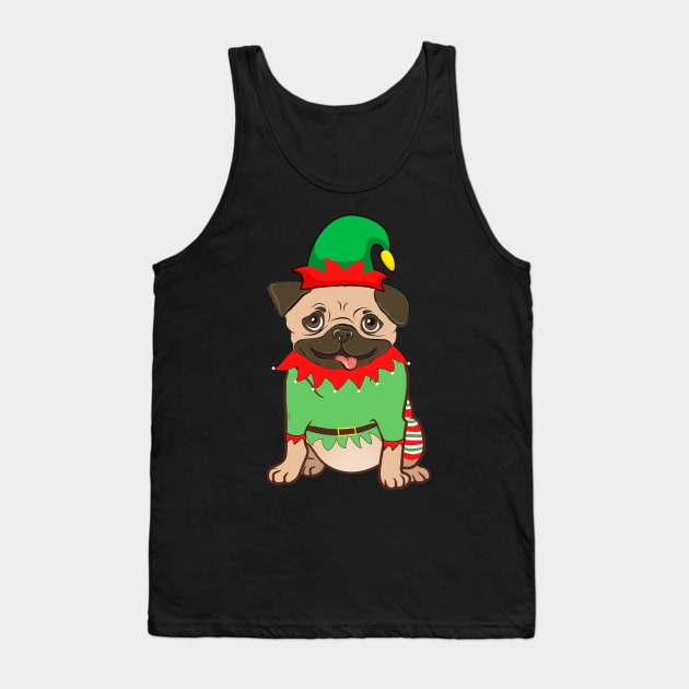 Pug In Elf Costume Christmas Tank Top by Danielsmfbb